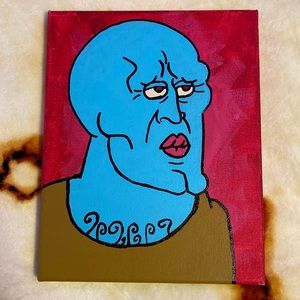 1/1 edition painting of Beautiful Squidward. You also get two mystery items!